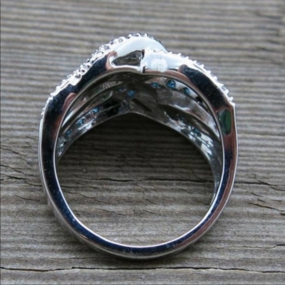 New Sapphire Sterling Silver Diamond Ring - Picture 4 of 4
